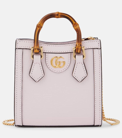 Shop Gucci Diana Mini Leather Tote Bag In Pink