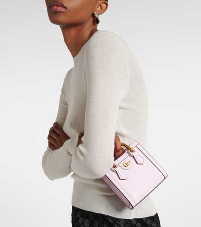 Gucci Diana Mini Leather Tote Bag In Pink