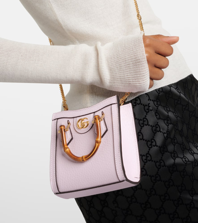 Shop Gucci Diana Mini Leather Tote Bag In Pink