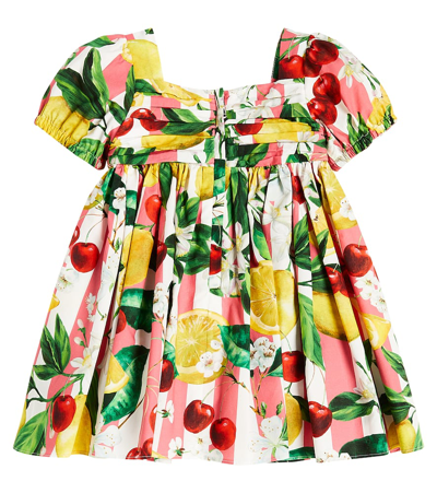 Shop Dolce & Gabbana Baby Printed Cotton Dress In Multicoloured