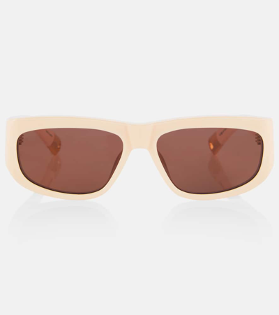 Shop Jacquemus Les Lunettes Rectangular Sunglasses In White