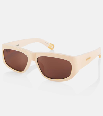 Shop Jacquemus Les Lunettes Rectangular Sunglasses In White