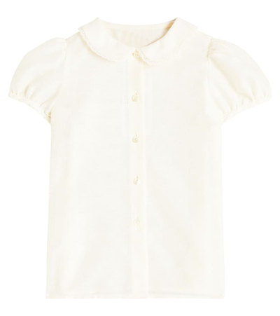 Shop Gucci Baby Gg Jacquard Cotton Shirt In White