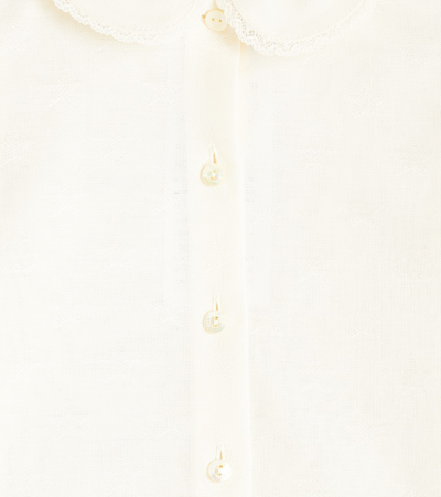 Shop Gucci Baby Gg Jacquard Cotton Shirt In White