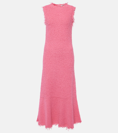 Shop Jil Sander Cotton-blend Bouclé Maxi Dress In Pink