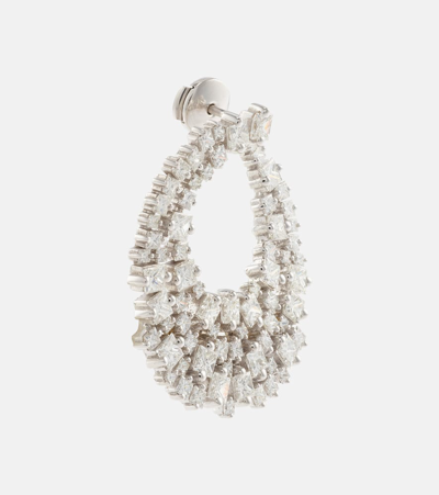 Suzanne Kalan 18kt White Gold Hoop Earrings With Diamonds In Silver