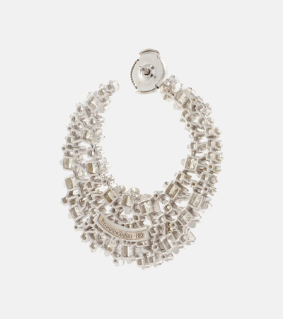 Suzanne Kalan 18kt White Gold Hoop Earrings With Diamonds In Silver