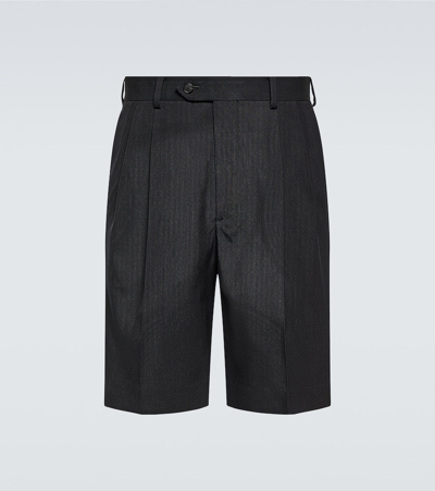 Shop Auralee Wool Gabardine Shorts In Black