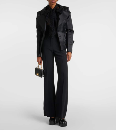 Shop Nina Ricci High-rise Cady Bootcut Pants In Black