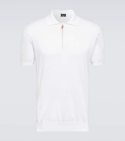 Shop Kiton Cotton Jersey Polo Shirt In White
