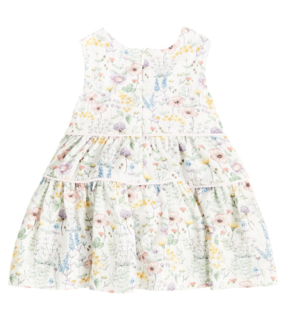 Shop Il Gufo Baby Floral Tiered Cotton Dress In Green