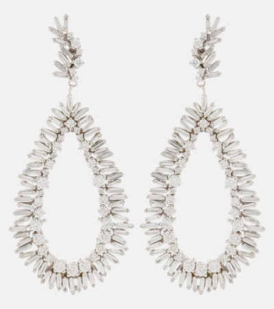 Shop Suzanne Kalan 18kt Yellow And White Gold Drop Earrings With Diamonds In Silver