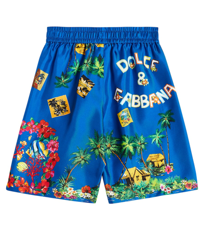 Shop Dolce & Gabbana Printed Silk Bermuda Shorts In Multicoloured