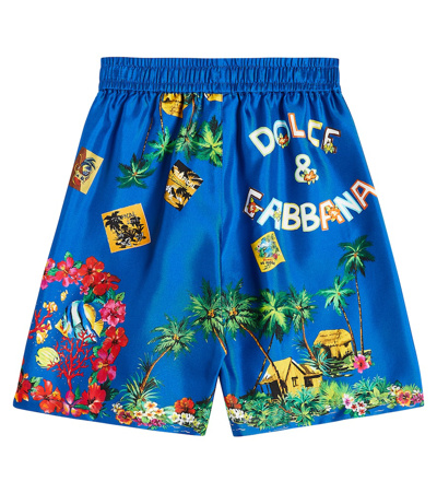 Dolce & Gabbana Printed Silk Bermuda Shorts In Multicoloured