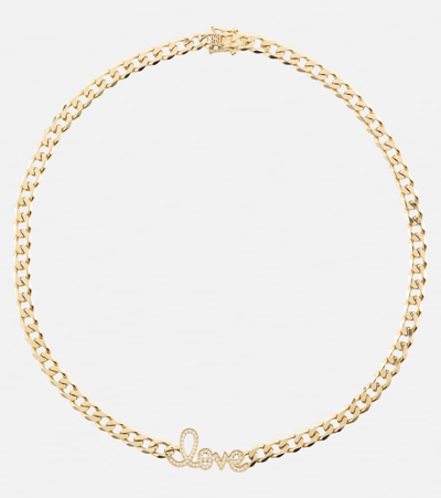 Shop Sydney Evan Love Script 14kt Gold Necklace With Diamonds
