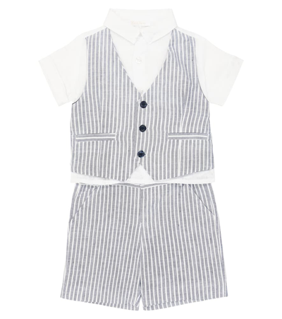 Patachou Baby Set Aus Hemd Und Shorts Aus Leinen In Multicolor