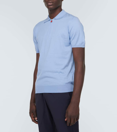 Shop Kiton Cotton Jersey Polo Shirt In Blue