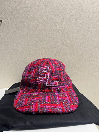 Pre-owned Saint Laurent Tweed Sl Logo Hat In Multicolor