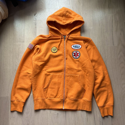 Pre-owned Hysteric Glamour X Supreme Hysteric Glamour Fw17 Patches Fu Zip Up Hoodie In Orange