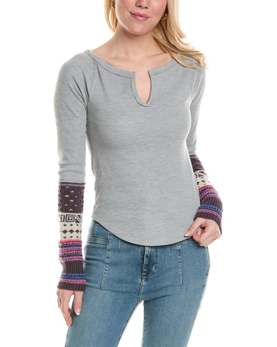Shop Free People Cozy Craft Cuff Wool-blend Top In Grey