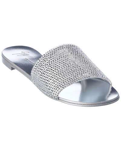 Shop Giuseppe Zanotti Roll 10 Suede Sandal In Silver