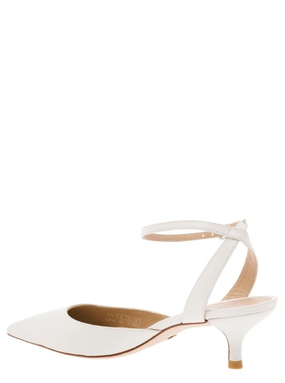 Shop Stuart Weitzman 'barelythere' White Pumps With Ankle Strap In Smooth Leather Woman