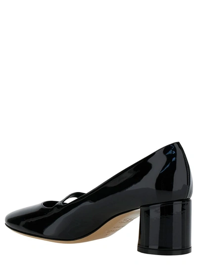 Shop Casadei 'emily' Black Pointed Pumps With Pearl Detail In Patent Leather Woman