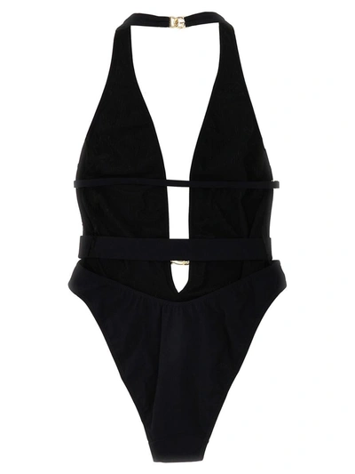 Shop Dolce & Gabbana Dg One-piece Swimsuit In Black