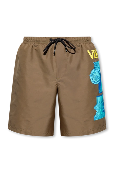 Shop Versace Green Swimming Shorts In New