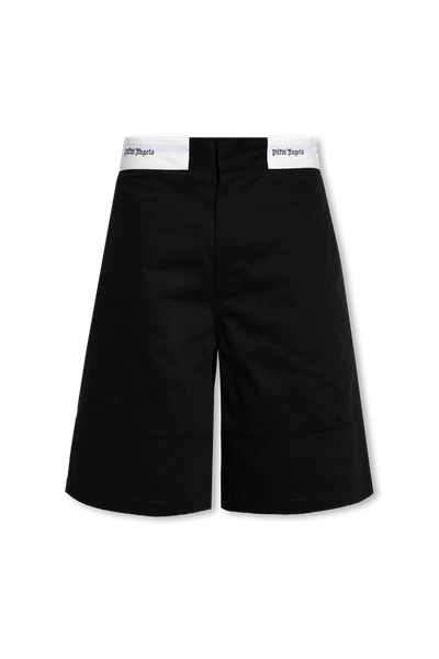 Shop Palm Angels Black Shorts With Logo In New