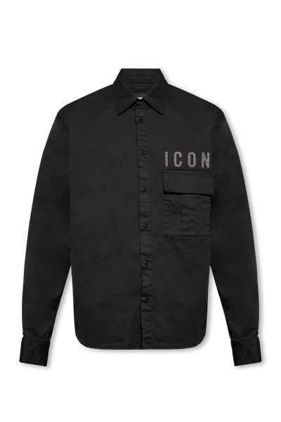 Shop Dsquared2 Black Cotton Shirt With Logo In New