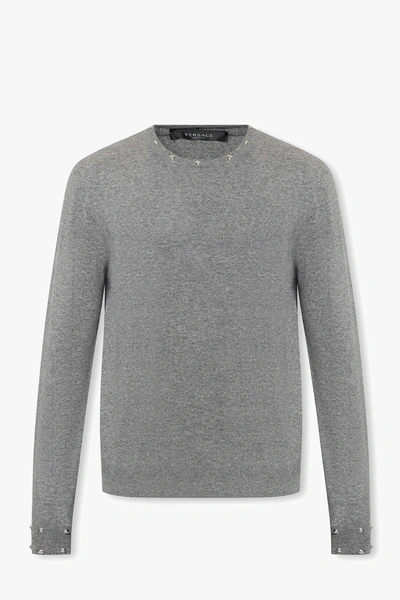 Shop Versace Grey Wool Sweater In New