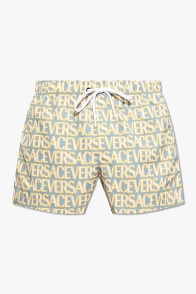 Shop Versace Blue Swimming Shorts In New