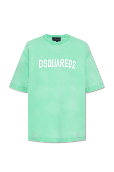 Shop Dsquared2 Green Hoodie With Short Sleeves In New