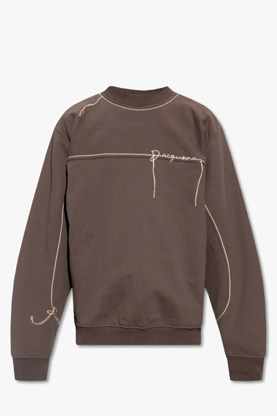Shop Jacquemus Brown ‘fio' Sweatshirt With Logo In New