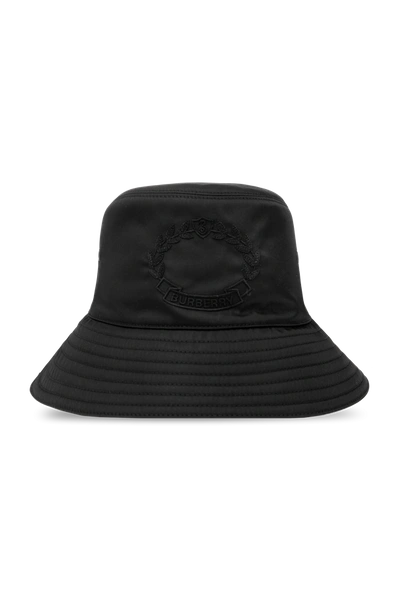 Shop Burberry Black Bucket Hat With Logo In New