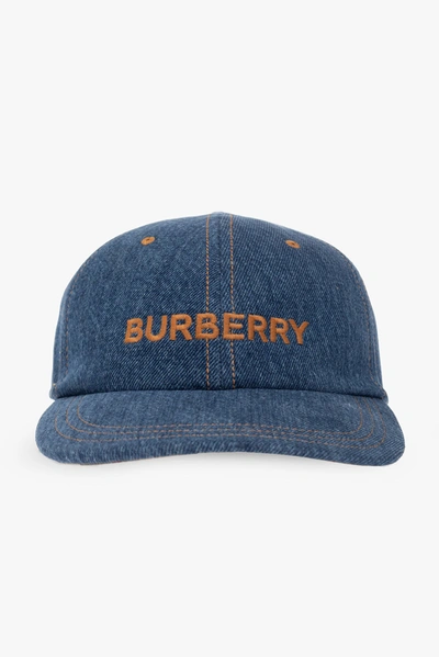 Shop Burberry Blue Denim Baseball Cap In New
