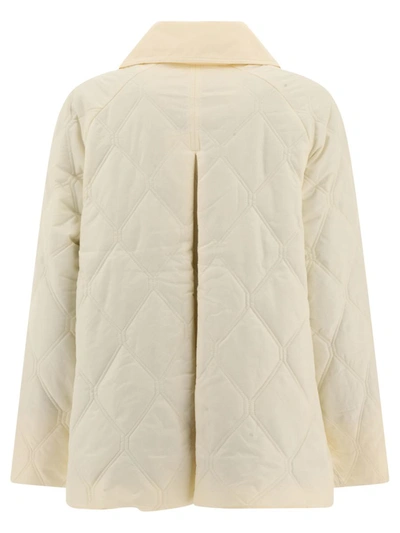 Shop Ganni Ripstop Quilt Jacket In White