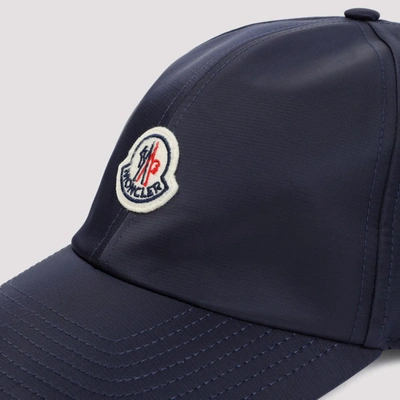 Shop Moncler Logo Patch Baseball Cap Hat In Blue