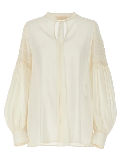 Shop Chloé Pussy Bow Blouse In White
