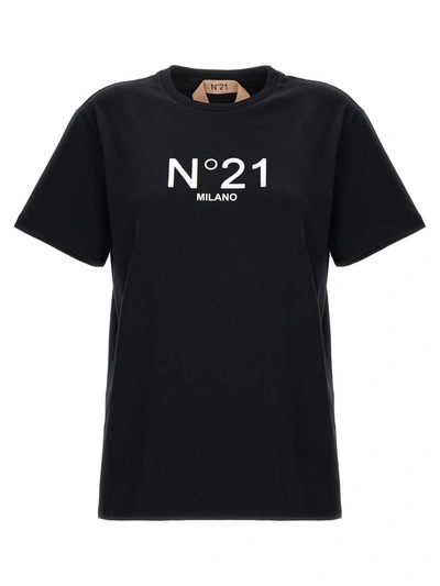 Shop N°21 Flocked Logo T-shirt In Black
