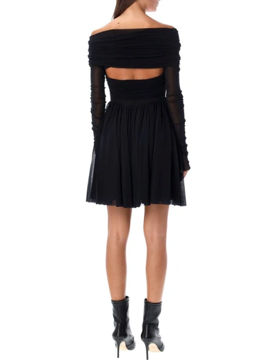 Shop Philosophy Di Lorenzo Serafini Minidress In Stretch Tulle In Black