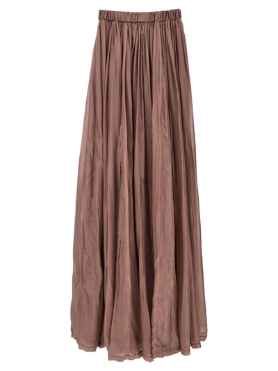 Rick Owens Floor-length Silk Dress With Elasticized Bodice In Pink