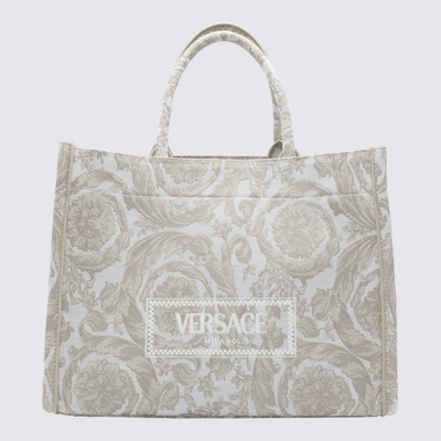 Shop Versace Bags In Beige+beige- Gold