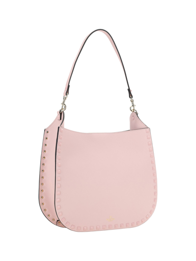 Shop Valentino Garavani Rockstud Shoulder Bag In Rose Quartz