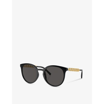 Shop Dolce & Gabbana Women's Black Dg6189u Phantos-frame Injected Sunglasses
