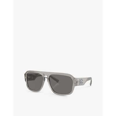 Shop Dolce & Gabbana Women's Grey Dg4403 Pilot-frame Acetate Sunglasses