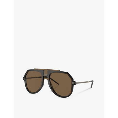 Dolce & Gabbana Dg6195 Pilot-frame Tortoiseshell Injected Sunglasses In Brown