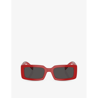 Dolce & Gabbana Dg6187 Rectangle-frame Injected Sunglasses In Red