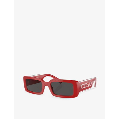 Dolce & Gabbana Dg6187 Rectangle-frame Injected Sunglasses In Red